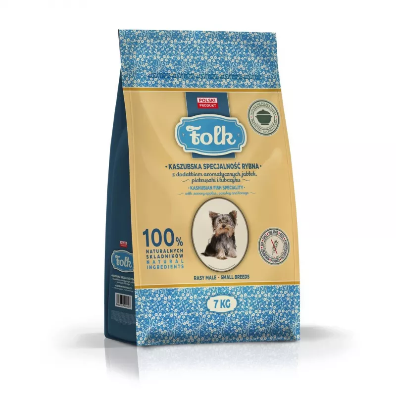 FOLK Small breeds Kašubu stila zivju specialitāte ar āboliem, pētersīļiem un lupstāju - sausā suņu barība - 7 kg