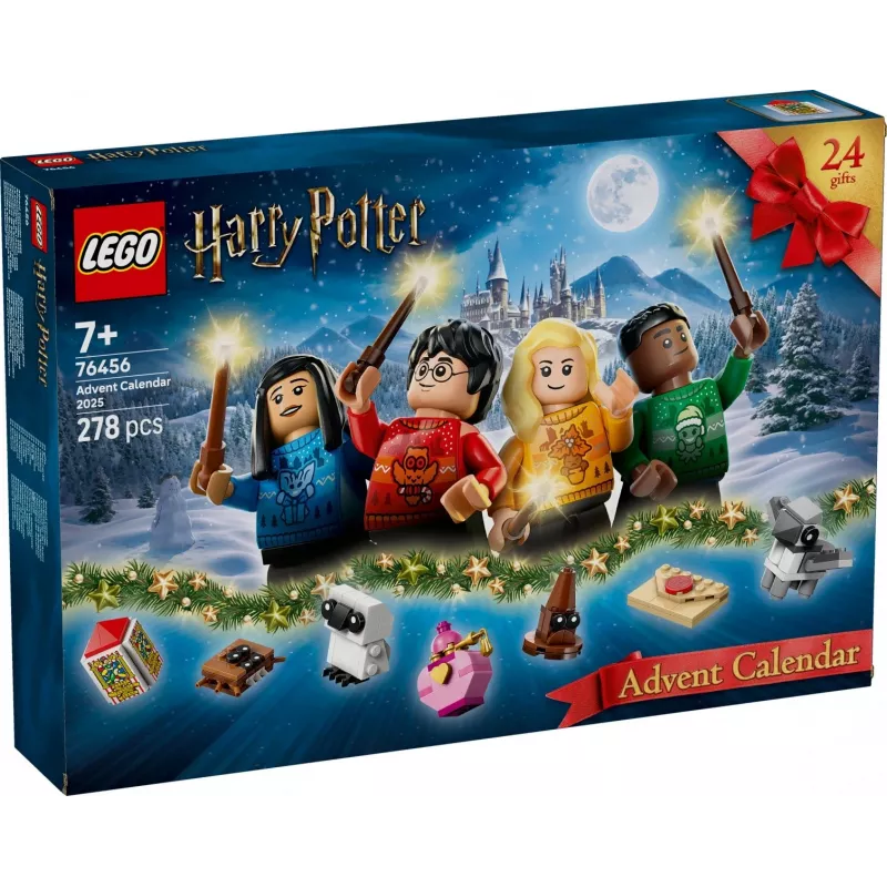 Konstruktoru rotaļlieta LEGO Harry Potter Adventes kalendārs 2025, komplekts 76456 — 278 daļas, 8 minifigūras, vecums 7+