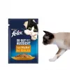 Mitrā kaķu barība Purina Felix ar augstu olbaltumvielu saturu 100 g paciņā — zivju un vistas garša, pieaugušiem kaķiem, iepakojumā 120 gab.