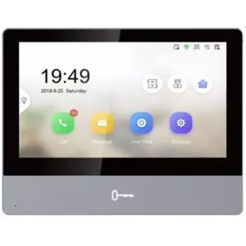 Video domofons Hikvision DS-KH8350-TE1, 7 collu IPS skārienekrāns, PoE, SIP, MicroSD slots, 1024×600, alumīnija korpuss, melns