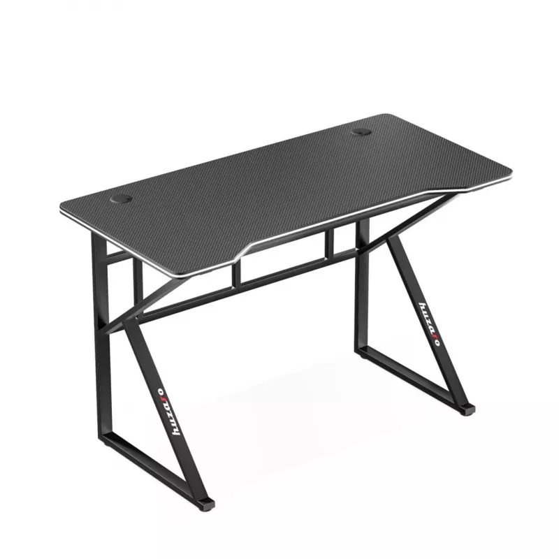 Spēļu galds huzaro Hero 1.6 Melns — taisns MDF/oglekļa galda virsma 1200×600×750 mm, metāla rāmis