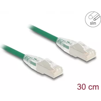Tīkla kabelis DeLOCK RJ45 Cat.6A spraudnis–spraudnis 0,3 m zaļš
