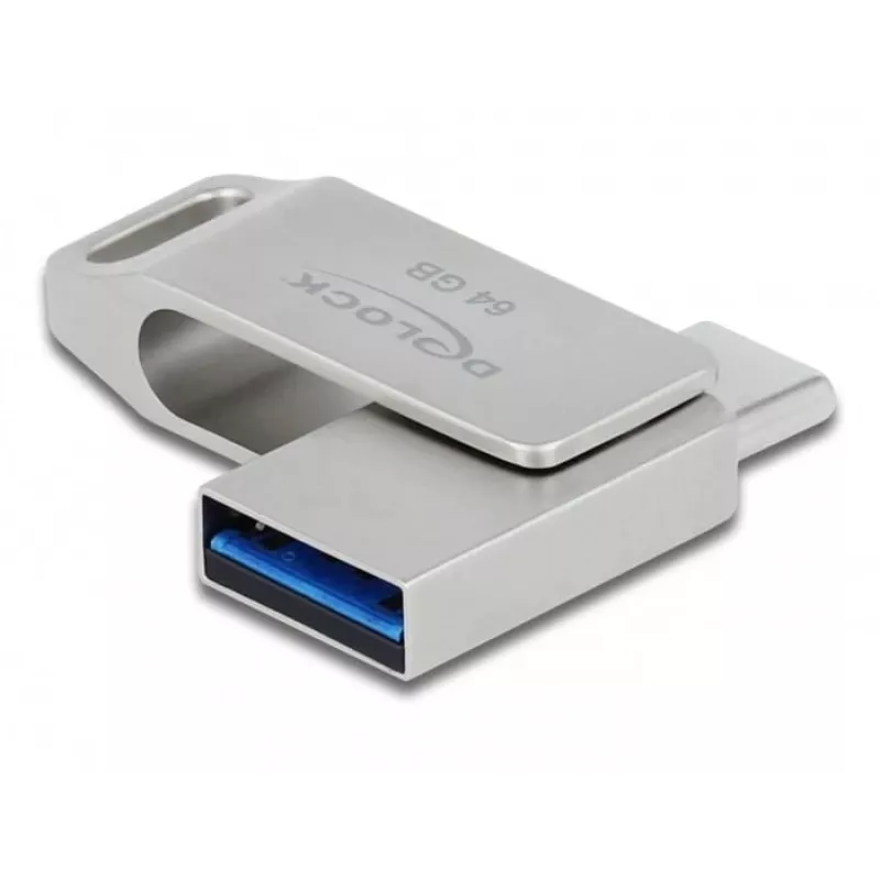 DeLOCK USB zibatmiņa 64GB USB-C Type-A grozāma metāla korpusā