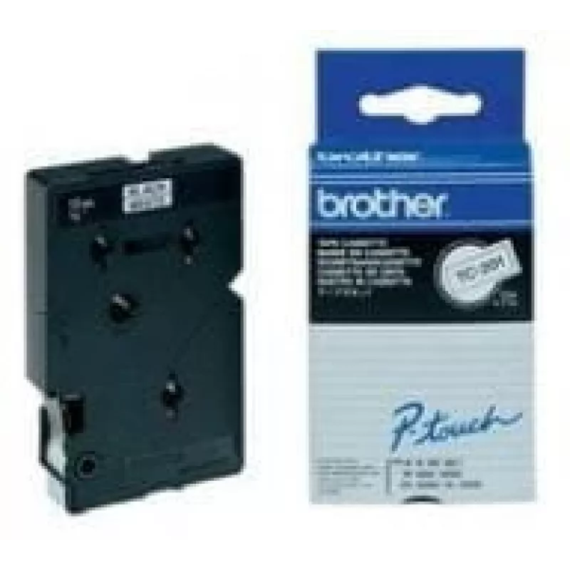 Brother Gloss Laminated Labelling Tape - 12mm, melns/balts, 10 gab. lente etiķešu izgatavošanai TC