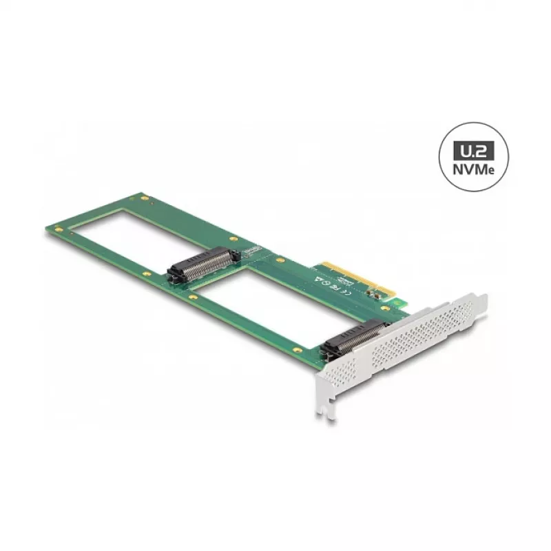 DeLOCK PCI Express 4.0 x8 karte ar 2 iekšējiem U.2 NVMe SFF-8639 portiem, bifurkācija