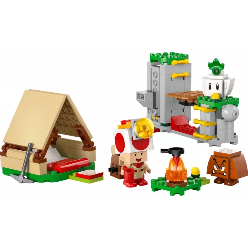 Konstrukciju rotaļlieta LEGO Captain Toad's Camp komplekts 72040 ar interaktīvām Super Mario funkcijām