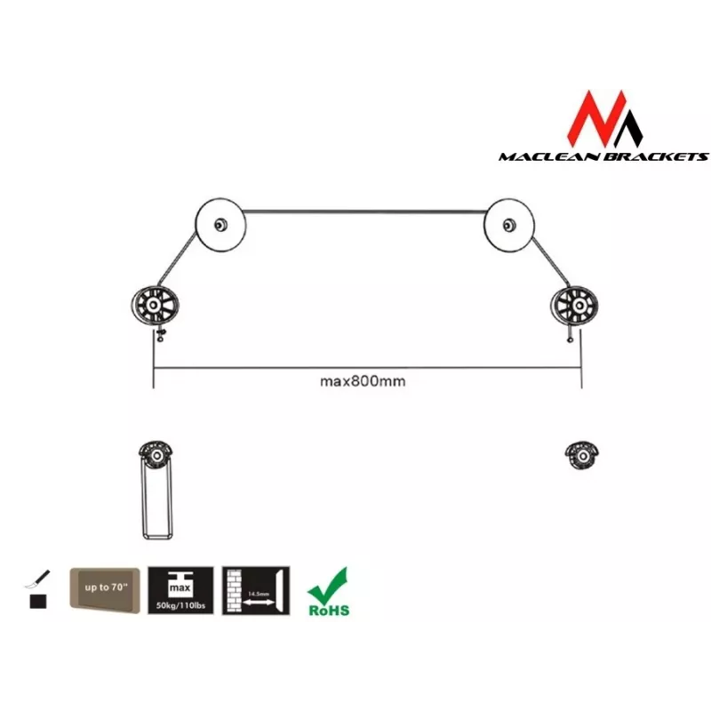 Maclean Mc-557 - Vesa monitora/TV stiprinājums ultraslim, 32-55 50 kg