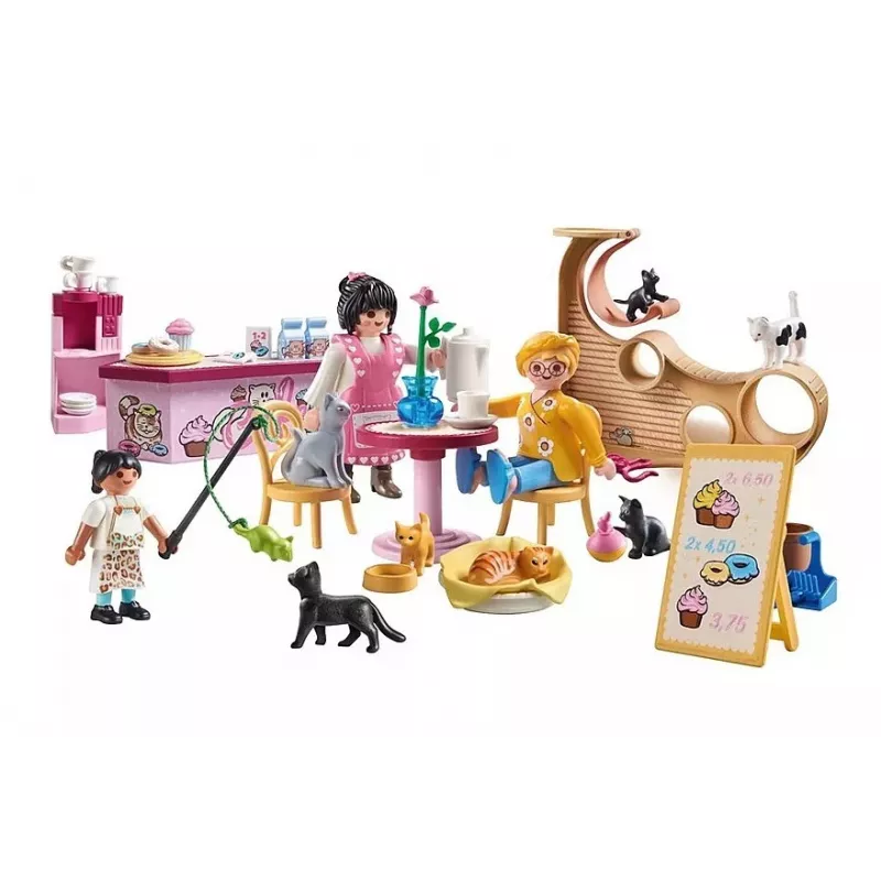 PLAYMOBIL My Life 71744 Kaķu kafejnīca ar figūriņām, rotaļu komplekts bērniem