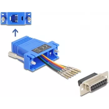 DELOCK D-Sub 15 kontaktu ligzda uz RJ12 ligzdu montāžas komplekts, zils