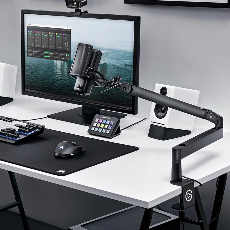 Raidīšanas mikrofonu statīvs Elgato Wave Mic Arm LP, galda stiprinājums, melns, 1.69 kg