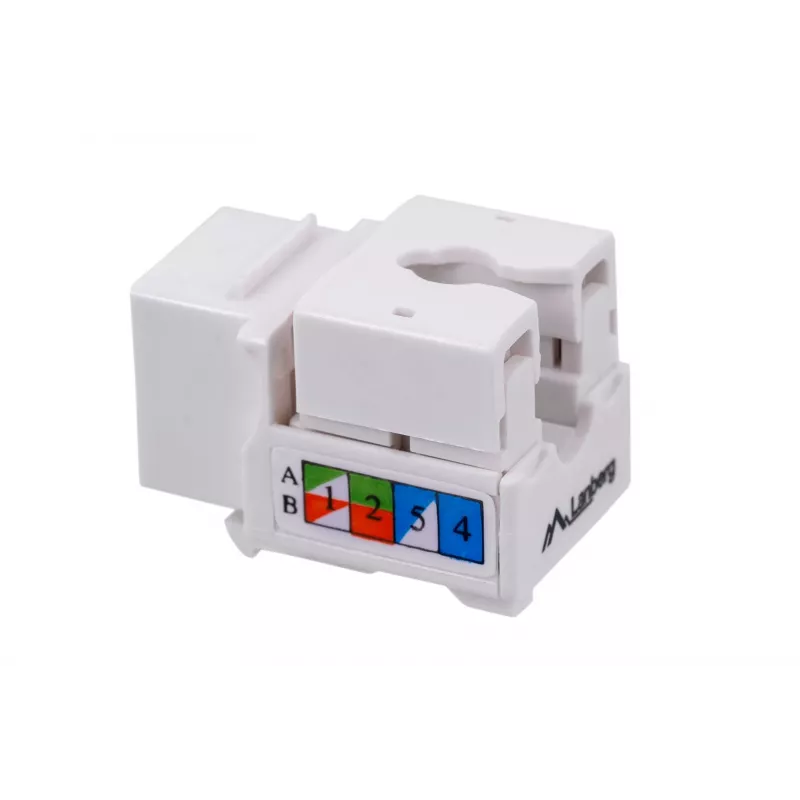 Keystone modulis LANBERG KSU6-1090, Cat6 U/UTP plakans, RJ-45 vīrišķais uz LSA sievišķo, AWG 22/26, 14.5×16.1 mm, balts