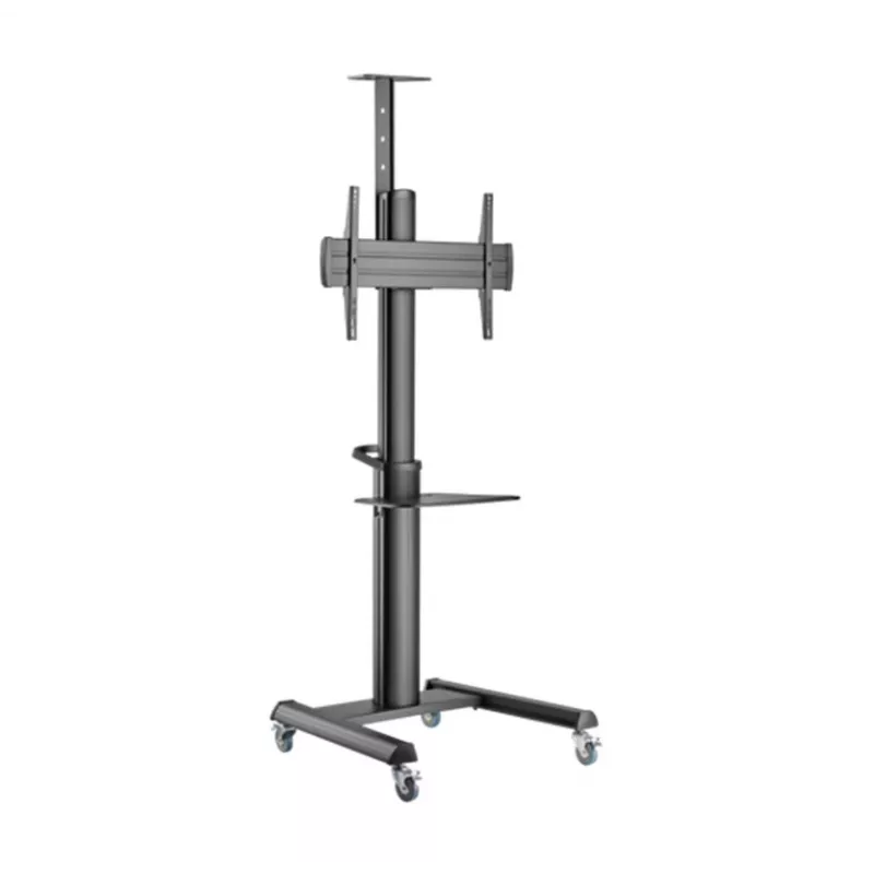 Grīdas TV statīvs Gembird TVS-70T-02 37 collu–70 collu ekrāniem, maks. 70 kg, VESA 200x200–600x400, slīpums ±5°/−12°, regulējams augstums, ritentiņi, kabeļu pārvaldība