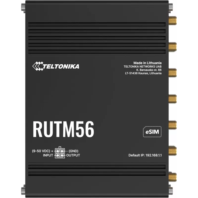 Maršrutētājs TELTONIKA RUTM56 divu modemu, 802.11ac Wi‑Fi, Gigabit LAN x4, Mesh atbalsts, MU‑MIMO (bez mobilās platjoslas)