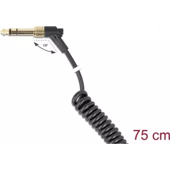 Audio kabelis DELOCK 85777 — 3,5 mm spraudnis uz 3,5 mm spraudni, 0,75 m, melns, apzeltīti kontakti