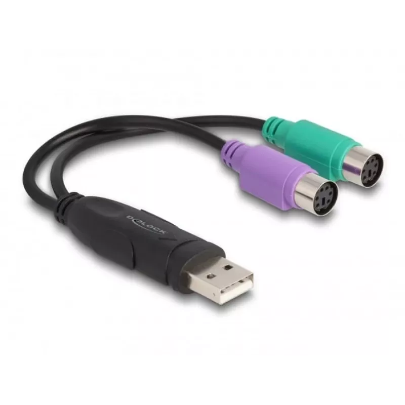 DELOCK USB uz PS/2 adapteris 0,17 m 2x 6 kontaktu Mini-DIN USB A