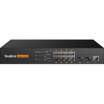 Pārvaldīts L2+ PoE slēdzis Yealink RCH80 8x RJ-45 pieslēgvietas 20 Gbit/s statnes montāžas melns