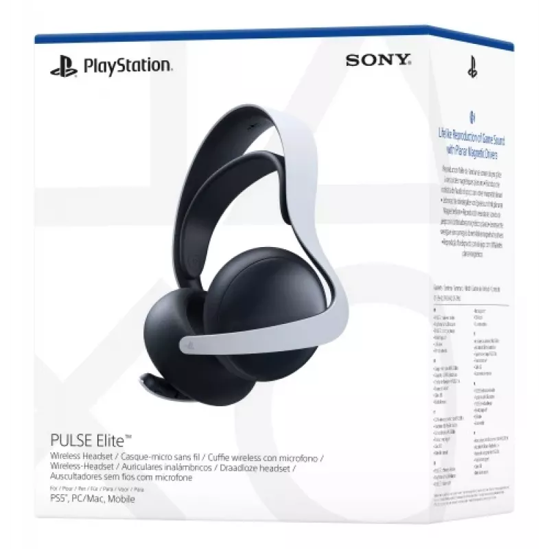 Sony PULSE Elite austiņas ar vadu & bezvadu savienojumu, galvas stīpa, spēlēm, Bluetooth, uzlādes statīvs, melnas, baltas