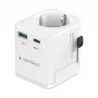 Ceļojuma strāvas adapteris GEMBIRD TPA-EU1A1C20-01-W 20W, USB-A 18W + USB-C 20W, Schuko ligzda, ieeja 100–250 V