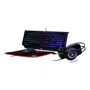 Spēļu tastatūra GEMBIRD GGS-UMGL4-01 pilna izmēra USB QWERTY 104 taustiņu US English ar peli, melna