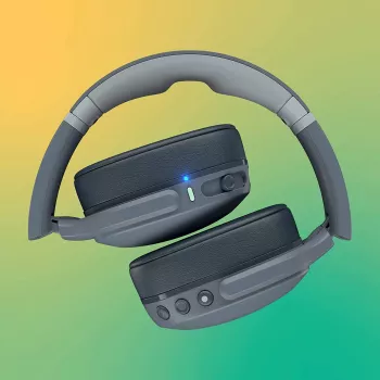 Austiņas Skullcandy Crusher Evo — vadu un Bluetooth, pelēkas, 40 h atskaņošana, USB-C, AUX, salokāmas