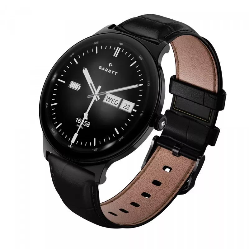 Smartwatch Garett Quantum — melns nerūsējošais tērauds