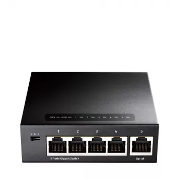 Tīkla slēdzis Cudy GS105 — 5 portu Gigabit Ethernet (10/100/1000), melns, 5 V DC barošana iekļauta