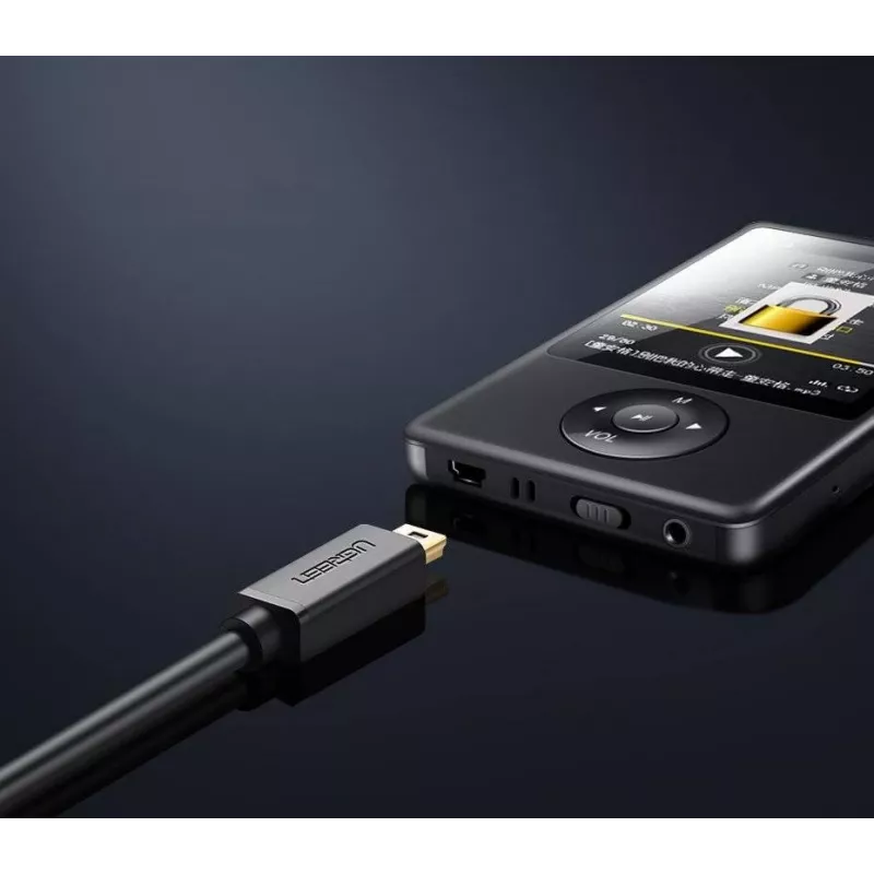 USB kabelis UGREEN US132 Mini-USB 1 m — melns, 480 Mbit/s, ātra uzlāde