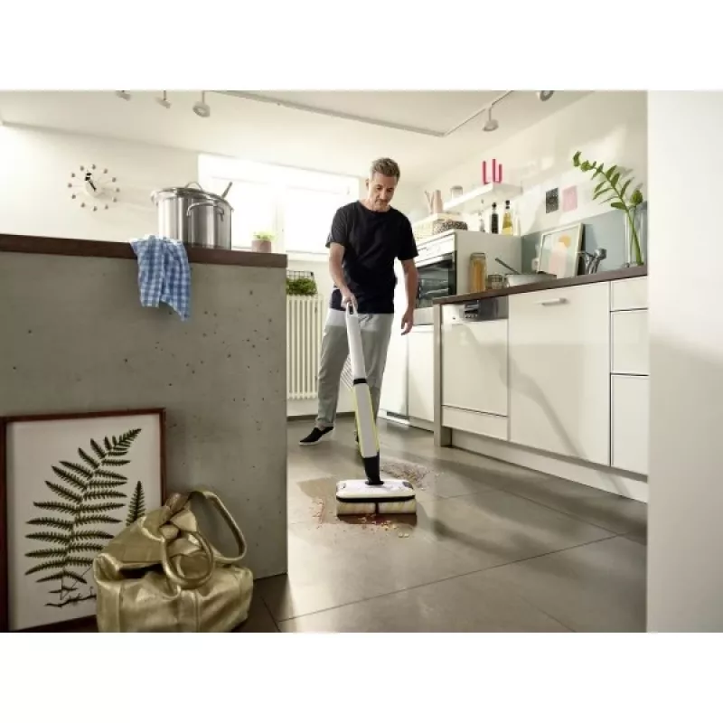 Kärcher FC 7 CORDLESS Elektriskā slota ar akumulatoru, mitrā tīrīšana, bez maisa, melna, balta, dzeltena, 2,85 Ah