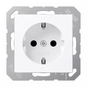 Kontaktligzda tips F Jung A 1520 BF WWM, 16 A, 250 V, termoplastmasa, balta, 55×55 mm