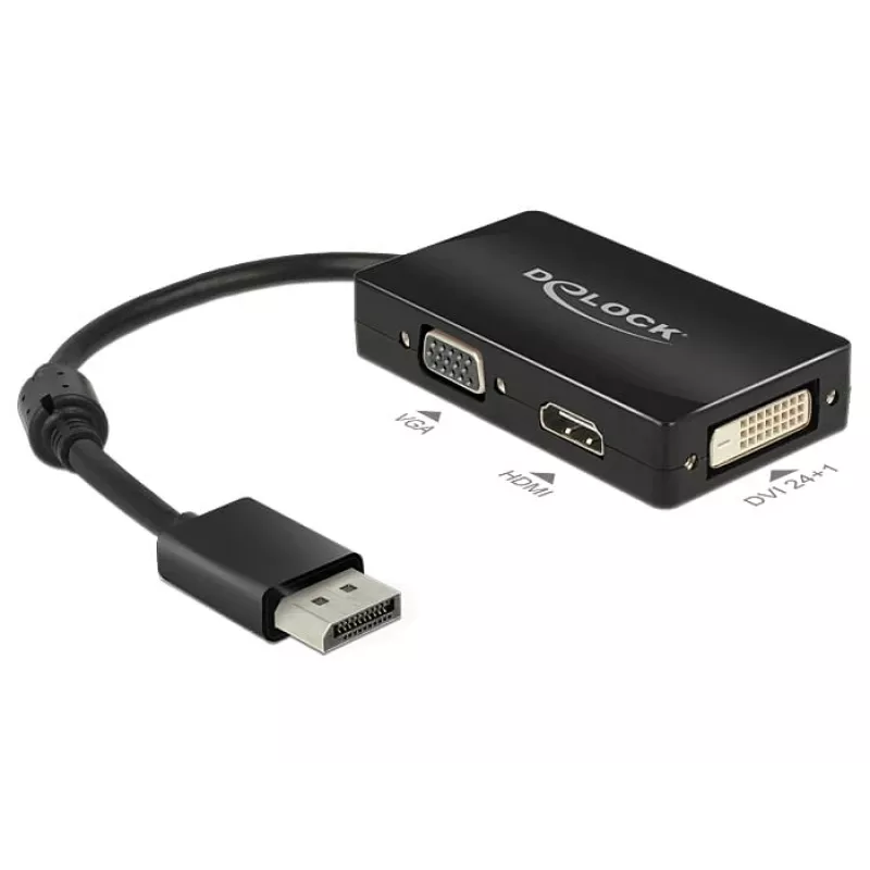 DeLOCK 0.16m DisplayPort/VGA+HDMI+DVI VGA (D-Sub)+ HDMI + DVI Melns