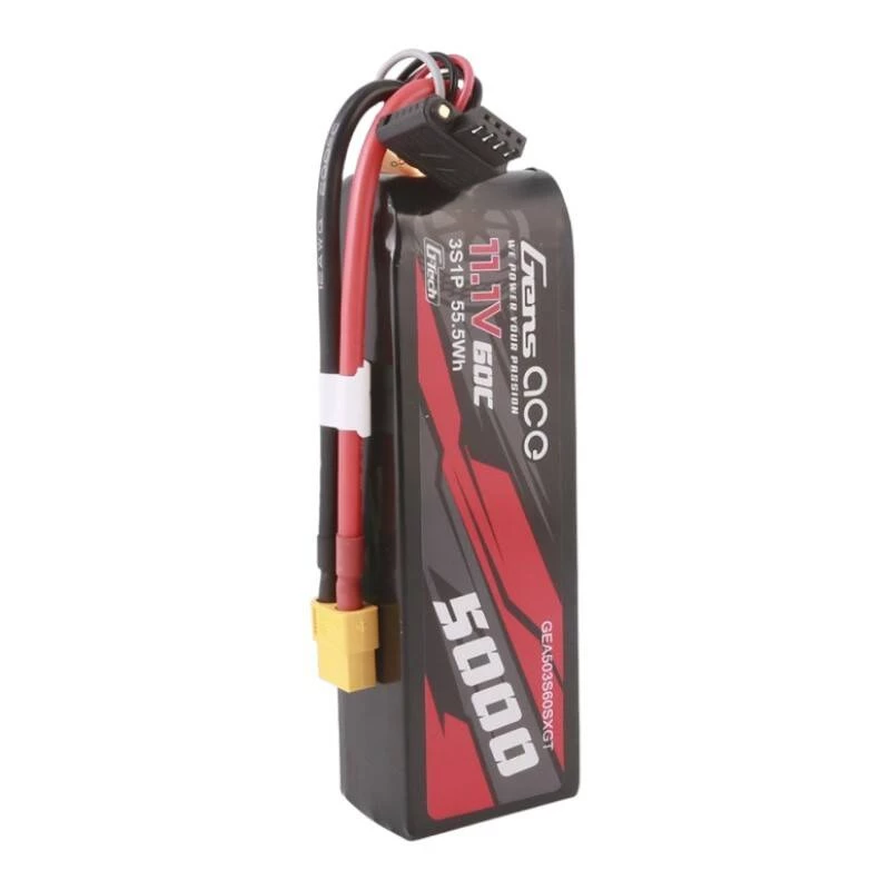 Gens ace G-Tech 5000mAh 11.1V 60C 3S1P Short-Size Lipo ar XT60 spraudni