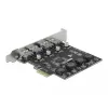 Delock PCI Express x1 karte ar 4 ārējiem USB Type-A ligzdām SuperSpeed USB