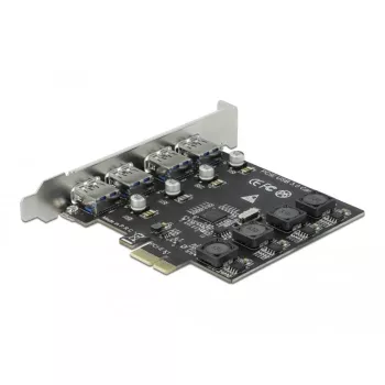 Delock PCI Express x1 karte ar 4 ārējiem USB Type-A ligzdām SuperSpeed USB