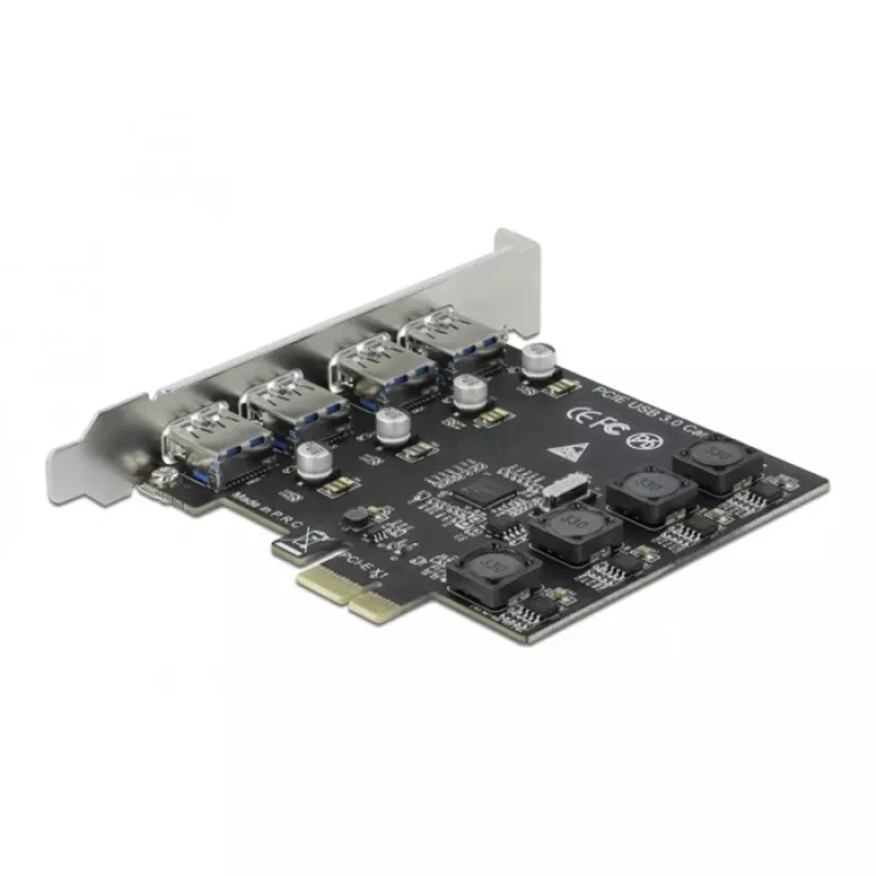 Delock PCI Express x1 karte ar 4 ārējiem USB Type-A ligzdām SuperSpeed USB
