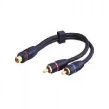 Wentronic Goobay RCA adaptera kabelis, melns, 0,2 m - RCA ligzda > 2x RCA spraudnis (audio kreisais/labais) (50375)
