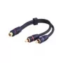 Wentronic Goobay RCA adaptera kabelis, melns, 0,2 m - RCA ligzda > 2x RCA spraudnis (audio kreisais/labais) (50375)