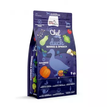 SYTA MICHA Chef Duck, ogas un spināti - sausā suņu barība - 9 kg
