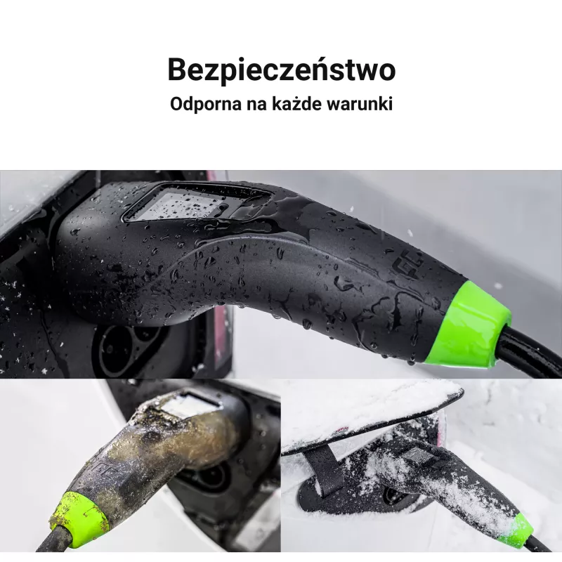zaļa Cell Habu EVGC01 Mobilais EV lādētājs elektromobiļiem 11 kW 7 m Type 2 CEE Wallbox Melns