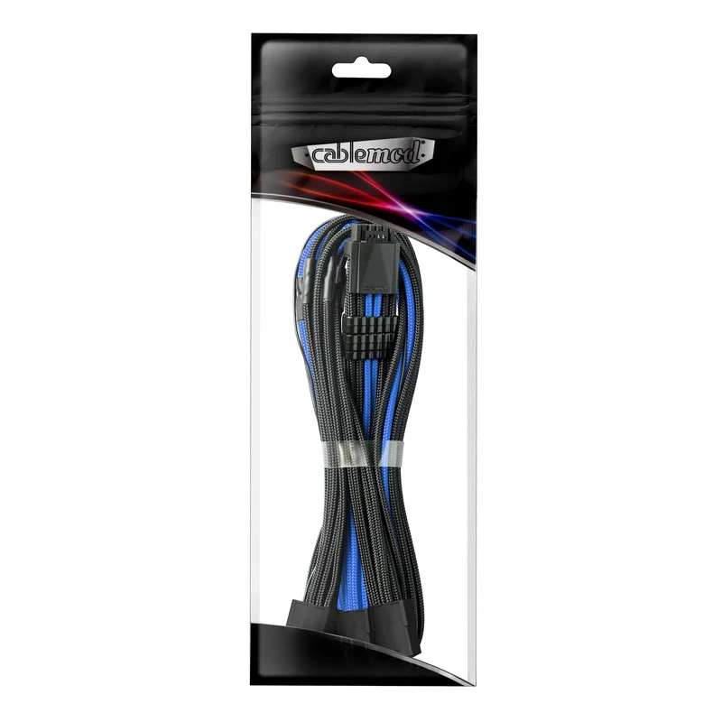 Barošanas kabelis CableMod PRO ModMesh 12VHPWR uz 8 kontaktu PCIe, 45 cm, melns/zils