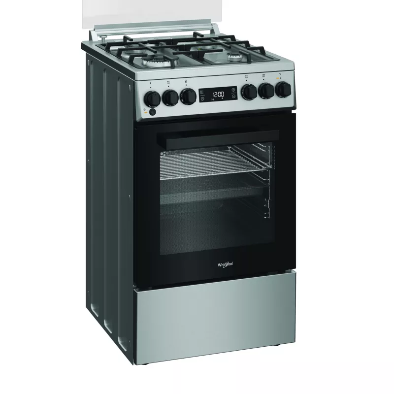 Whirlpool plīts | W5G8LMSWTX | Plīts virsma: gāzes | Krāsns tips: elektriskā | Nerūsējošais tērauds | Platums 50 cm | Dziļums 60 cm | 60 L