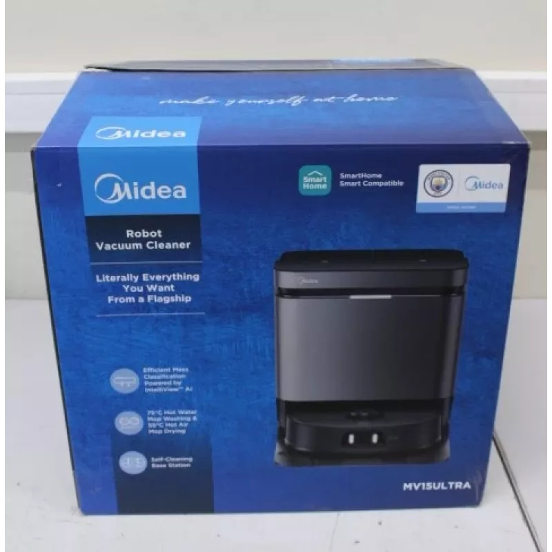 IZPĀRDOTS. Midea V15 robotu putekļsūcējs | IZPĀRDOTS. Midea robotu putekļsūcējs | V15 | Slapjā&Sausā tīrīšana | 5200 mAh | Putekļu tvertnes tilpums 3 L | 16200 Pa | Melns | LIETOTS, NETĪRS, SASKRAPĒTS