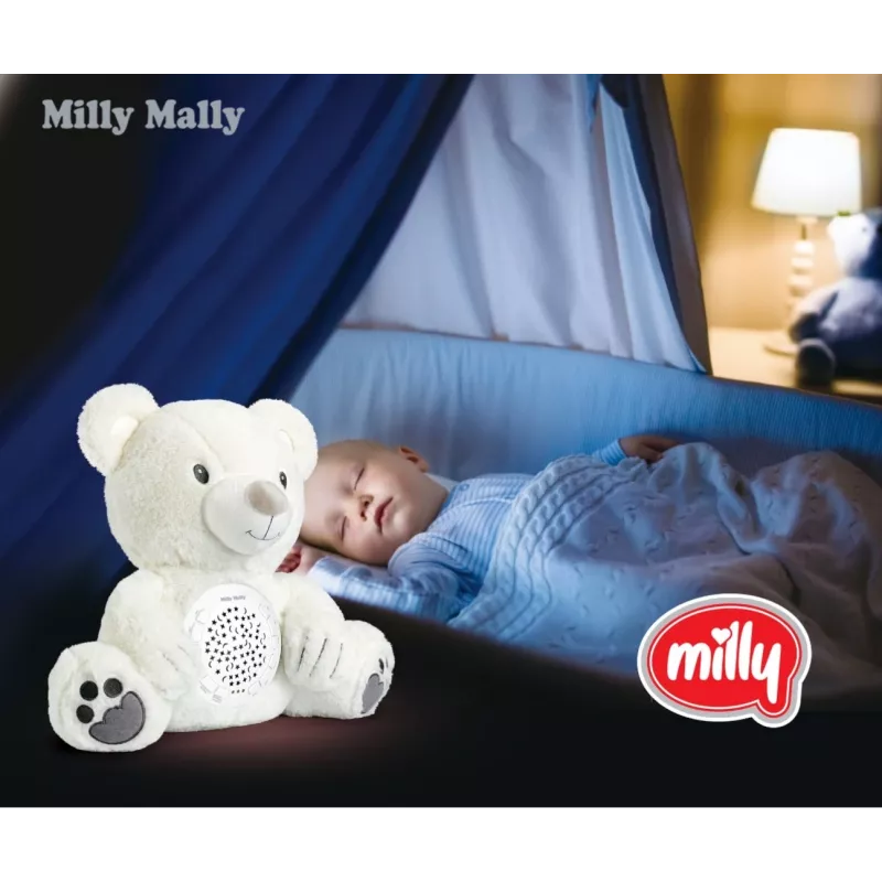 Plīša projektora rotaļlieta Milly Mally Lācis 5656 ar maigu gaismu bērnistabai