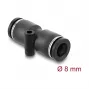 Pneimatiskais savienotājs DELOCK 8 mm taisns ar montāžas atveri, iekšējā vītne, metāls/plastmasa, 39 mm
