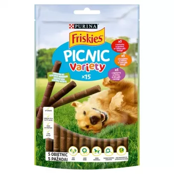 Mitrā suņu barība paciņā Purina Nestlé FRISKIES Picnic Variety 126 g — pieaugušiem suņiem, jēra/liellopu gaļa, 126 g pac.