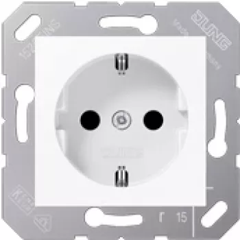 JUNG CD 5120 BF WW. Buchsen-Typ: CEE 7/3. Produktfarbe: Weiß, Material: Thermoplast. Eingangsspannung: 250 V, Stromstärke (maximal): 16 A (CD5120BFWW)