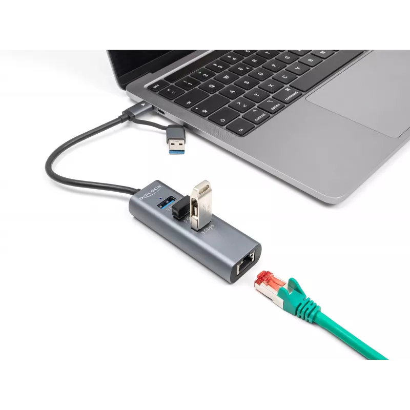 DeLOCK 64282 klēpjdatora dokstacija un portu replikators Vadu USB 3.2 Gen 1 (3.1 Gen 1) Type-C Pelēks (64282)