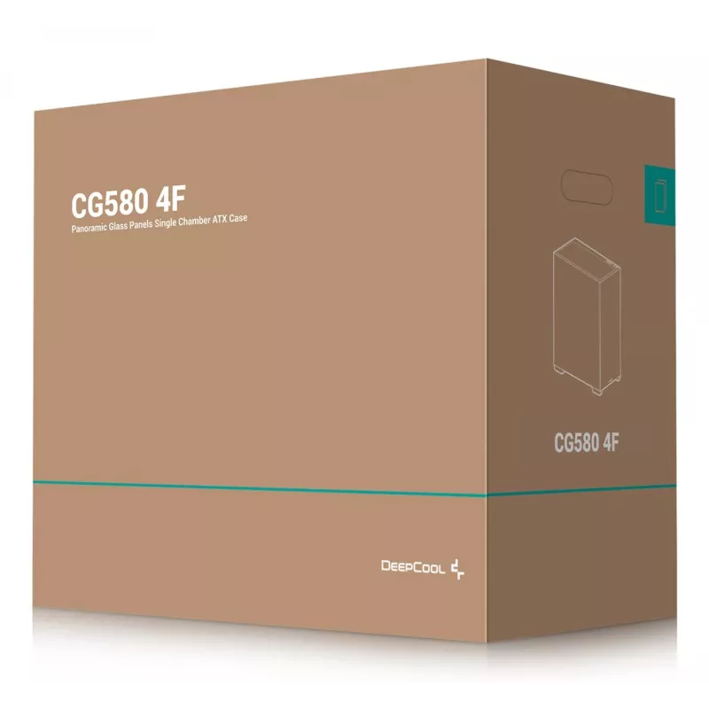Datora korpuss DeepCool CG580 4F Midi Tower — ATX/ITX/MicroATX, rūdīts stikls, 3 × 120 mm + 1 × 120 mm ventilatori, 2 × 3,5 collu un 2 × 2,5 collu nodalījumi, USB-A × 2 USB-C × 1, melns