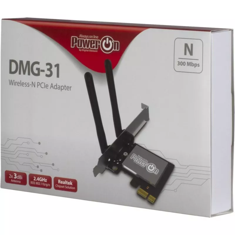 Inter-Tech DMG-31 - iebūvēts - bezvadu - PCI Express - Wi-Fi - Wi-Fi 4 (802.11n) - 300 Mbit/s (88888147)