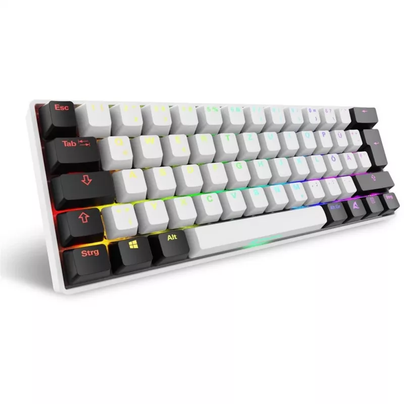 Sharkoon SGK50 S4 tastatūra Mājas USB QWERTZ Vācu Balta RGB LED 60%