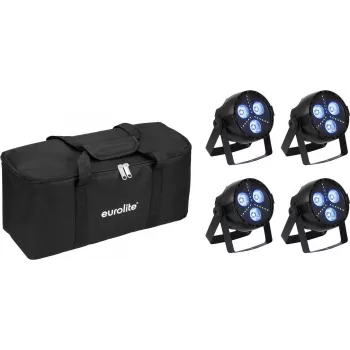 LED PAR apgaismojuma komplekts EUROLITE 20000949 4x Hybrid Spot ar mīksto somu